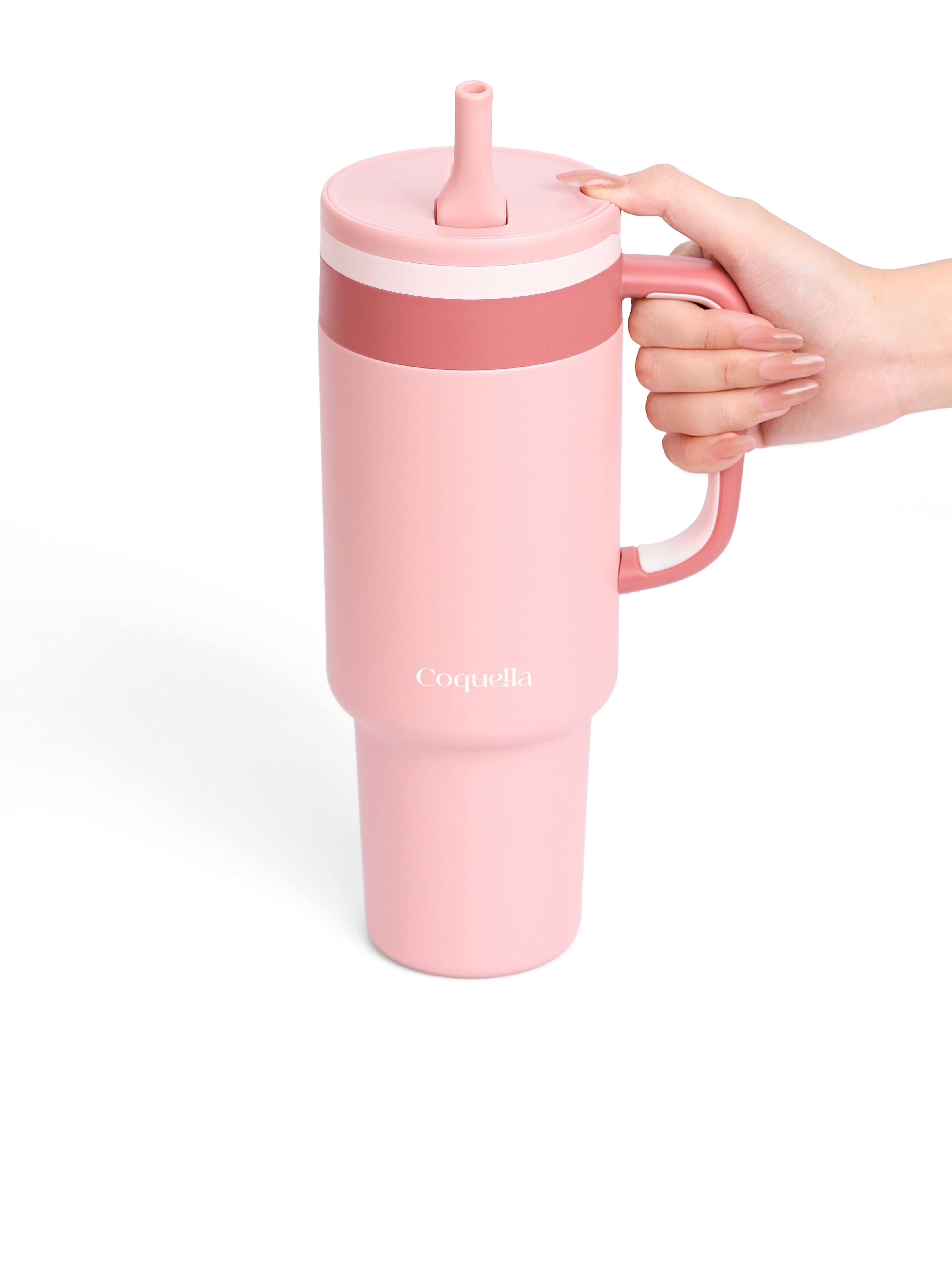 PINKY- Stainless Steel Push-Button Lid Tumbler with Handle 40oz