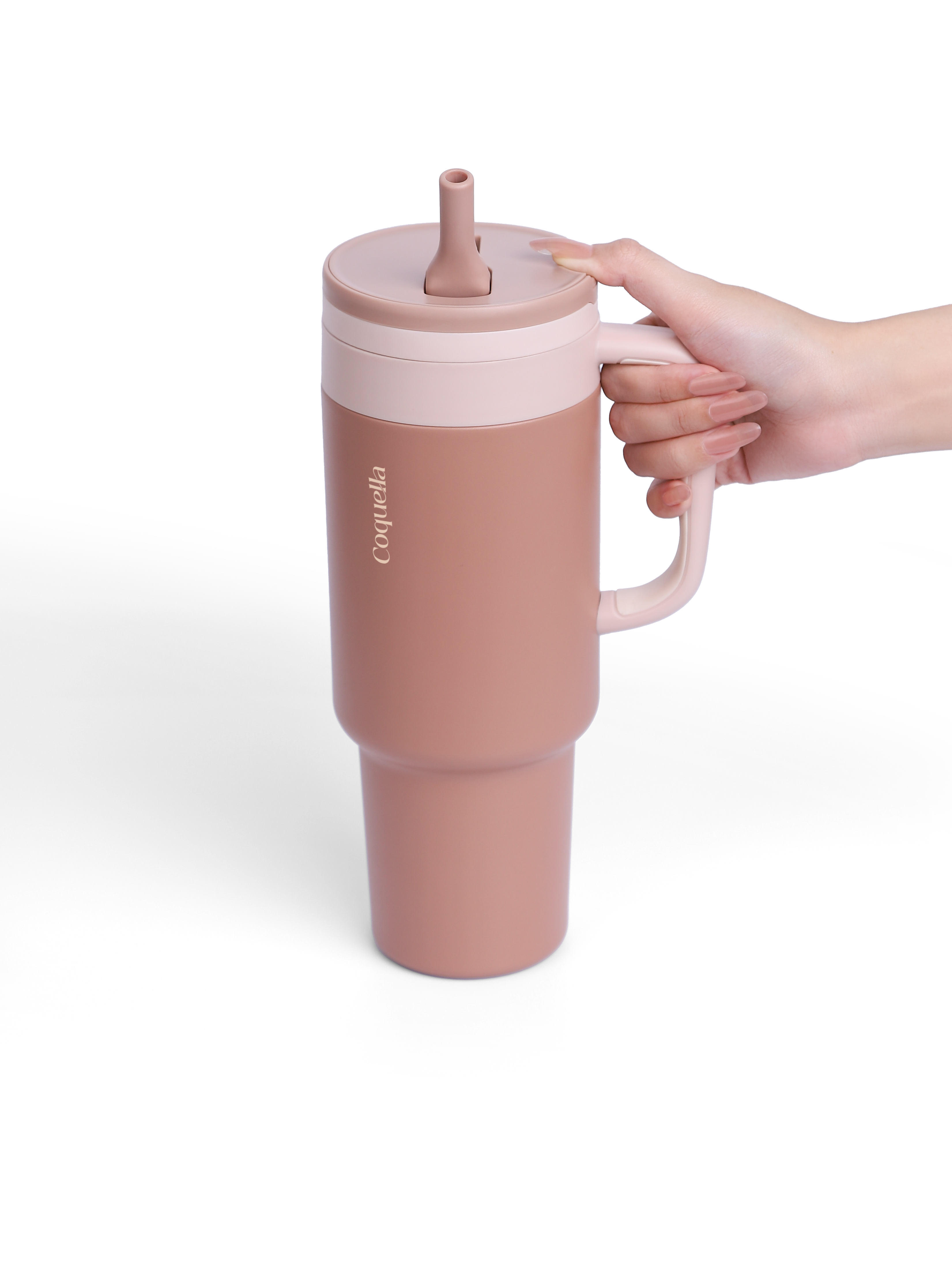 BROWNIE - Stainless Steel Push-Button Lid Tumbler with Handle 40oz