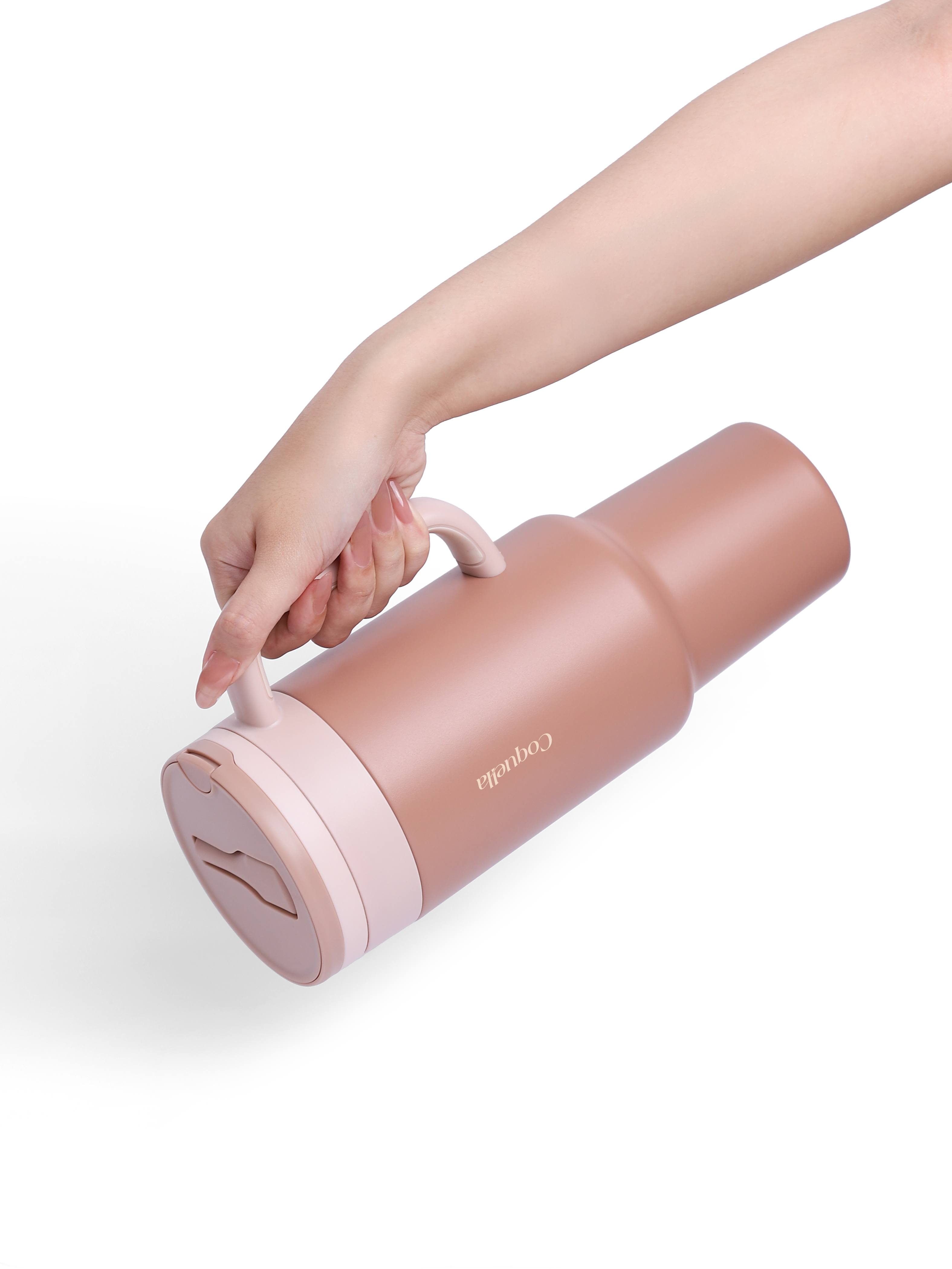 BROWNIE - Stainless Steel Push-Button Lid Tumbler with Handle 40oz